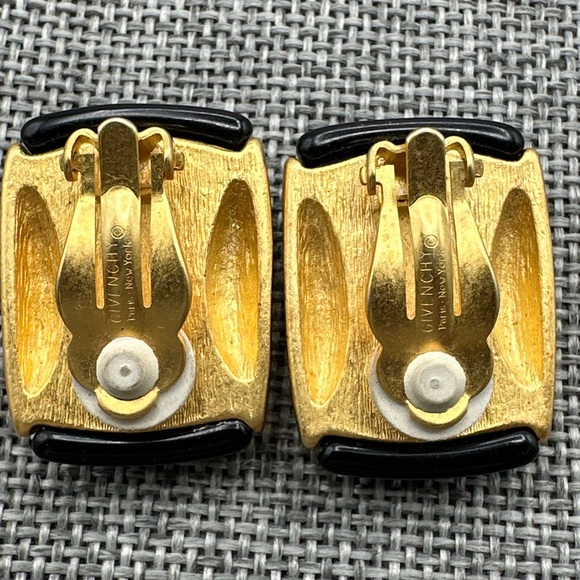 Vintage Rare Givenchy Lucite and gold tone metal Earrings Clip On 1980’s #372 - Picture 3 of 6